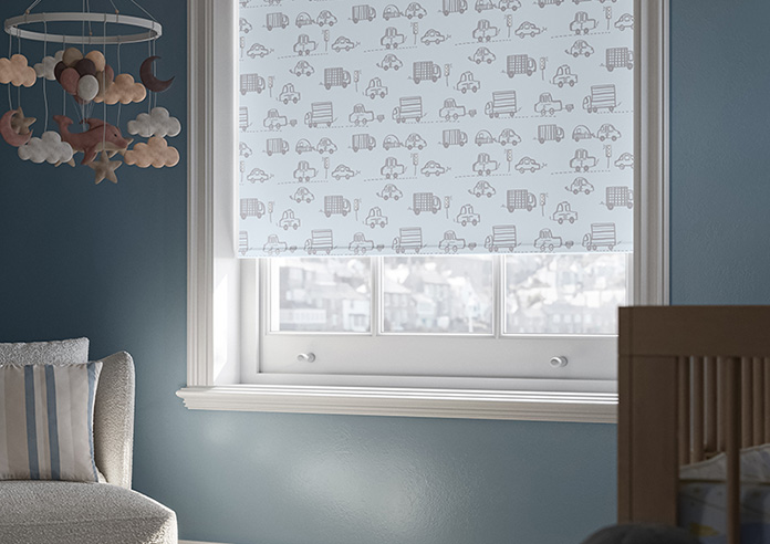 Cars and Lorries, Baby Blue - Roller Blind - Image 5